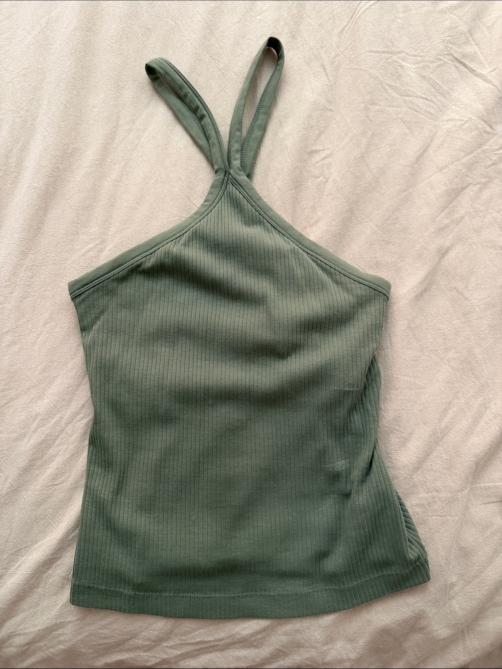 Old Navy Ribbed Olive Green Halter Tank Top